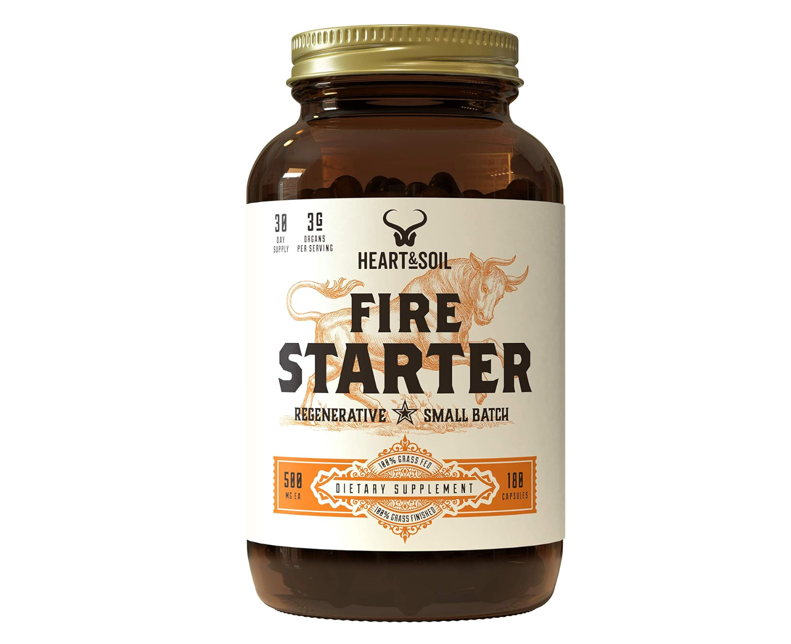 Suplemento Heart & Soil Firestarter: para favorecer un peso saludable, energía y rendimiento deportivo (180 cápsulas).