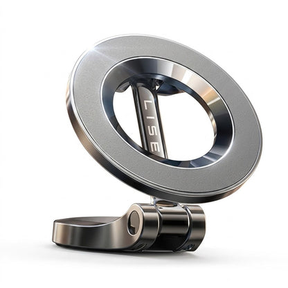 Soporte magnético para automóvil cuenta con un diseño plegable y un anillo magnético compatible con MagSafe.