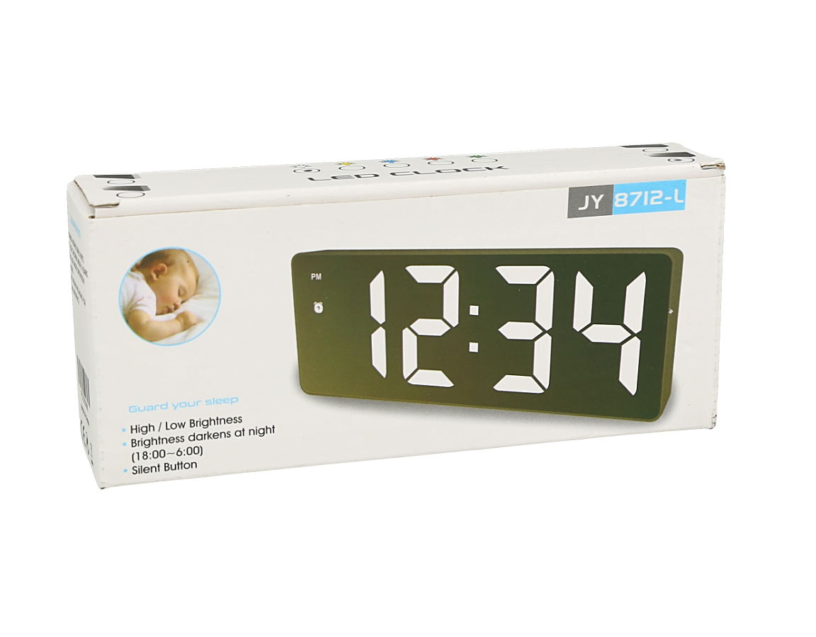 Reloj despertador digital LED modelo JY 8712-L.