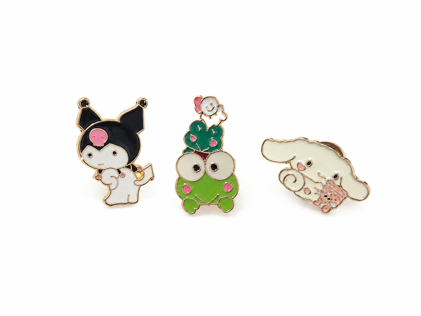 Set de 3 Pines Decorativos de Personajes Animados Coloridos.