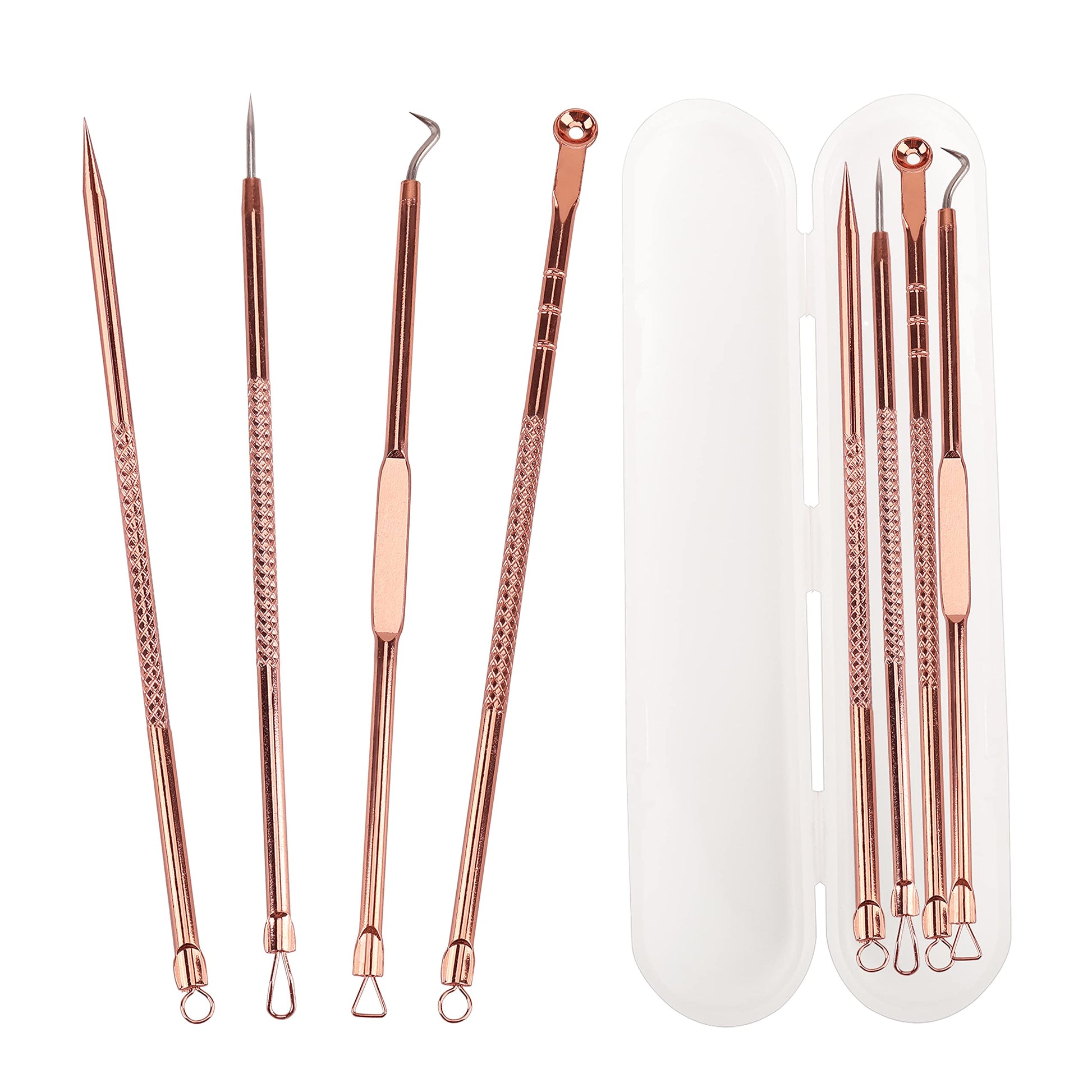 Kit de herramientas para el cuidado de la piel incluye 4 extractores de puntos negros de acero inoxidable.