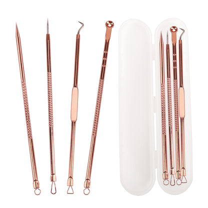 Kit de herramientas para el cuidado de la piel incluye 4 extractores de puntos negros de acero inoxidable.