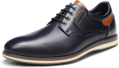 Zapatos casuales para hombre en azul marino con detalles marrones y cordones, talla 12.