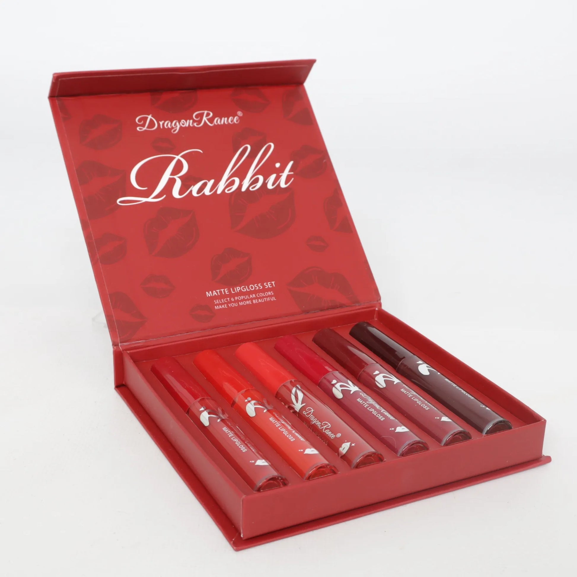 Juego de maquillaje, que incluye seis brillos de labios líquidos con acabado mate.