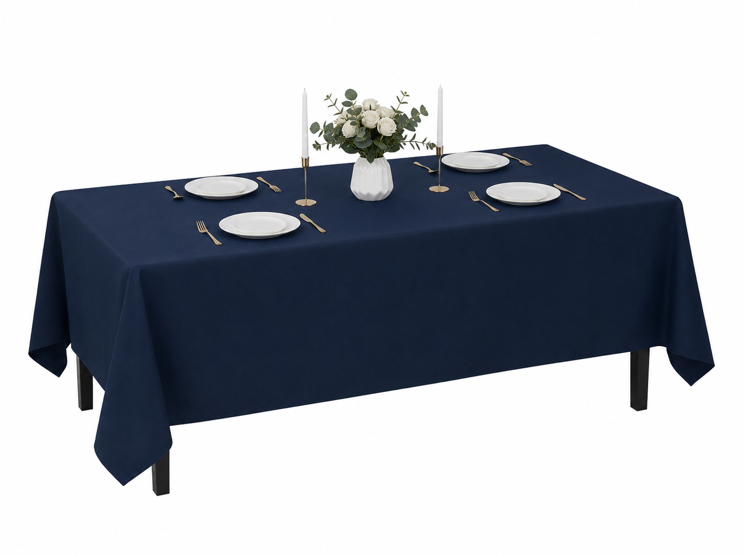 Mantel Rectangular Azul Oscuro para Mesa de 6 Pies.