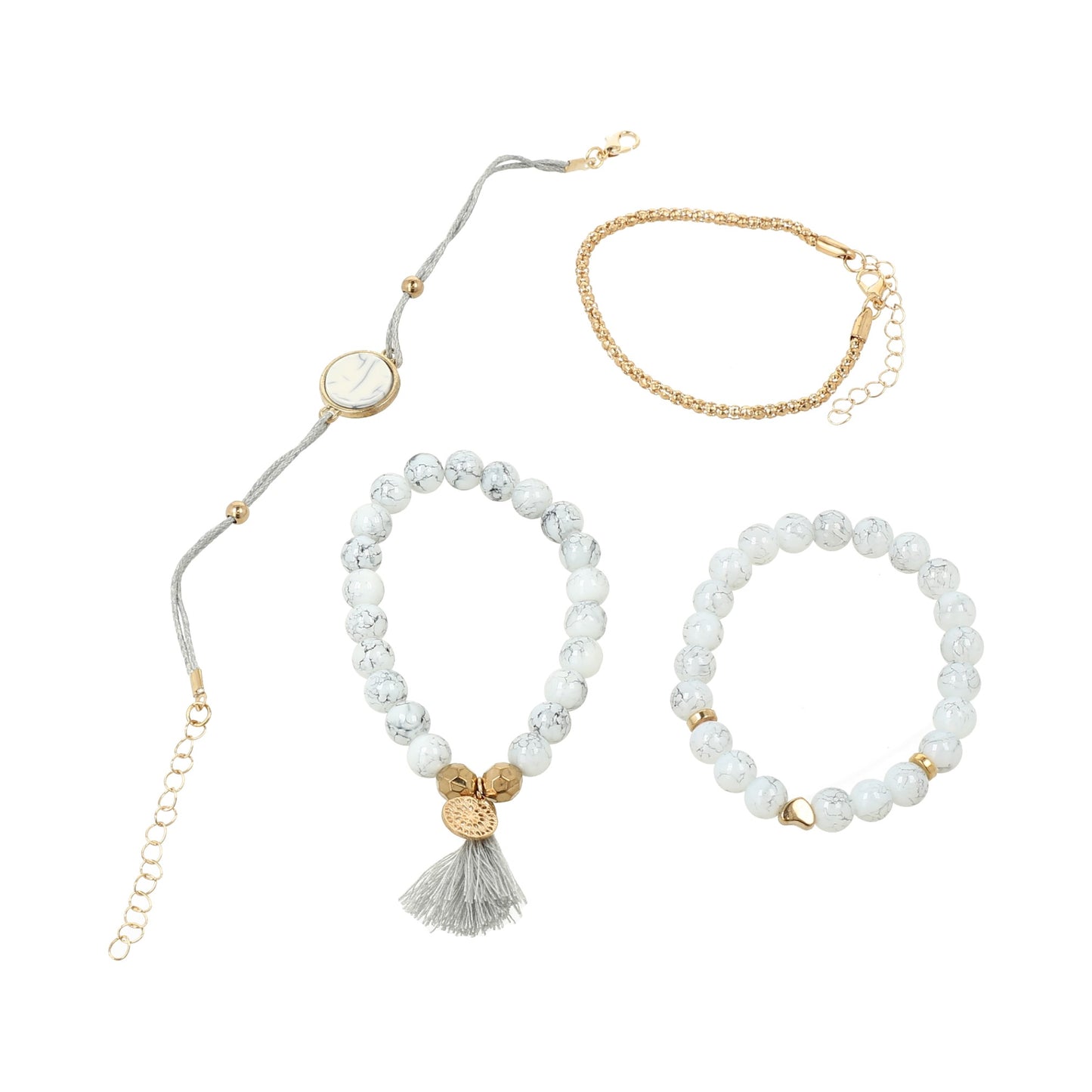 Paquete de 4 pulseras bohemias multicapa, pulsera de cadena ajustable, accesorios de joyería hechos a mano para mujeres y niñas