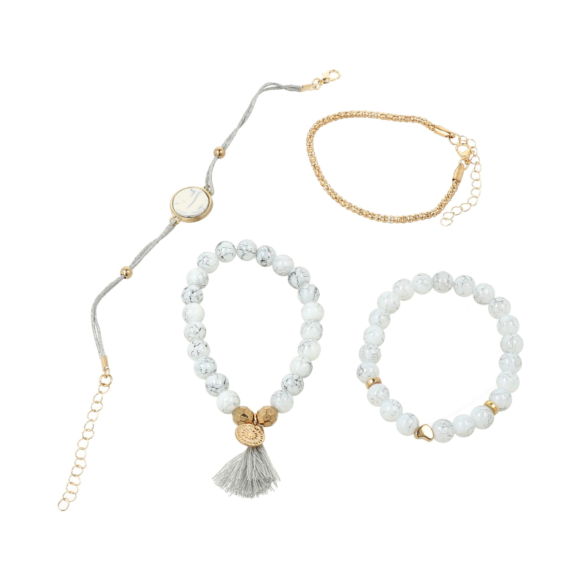Paquete de 4 pulseras bohemias multicapa, pulsera de cadena ajustable, accesorios de joyería hechos a mano para mujeres y niñas