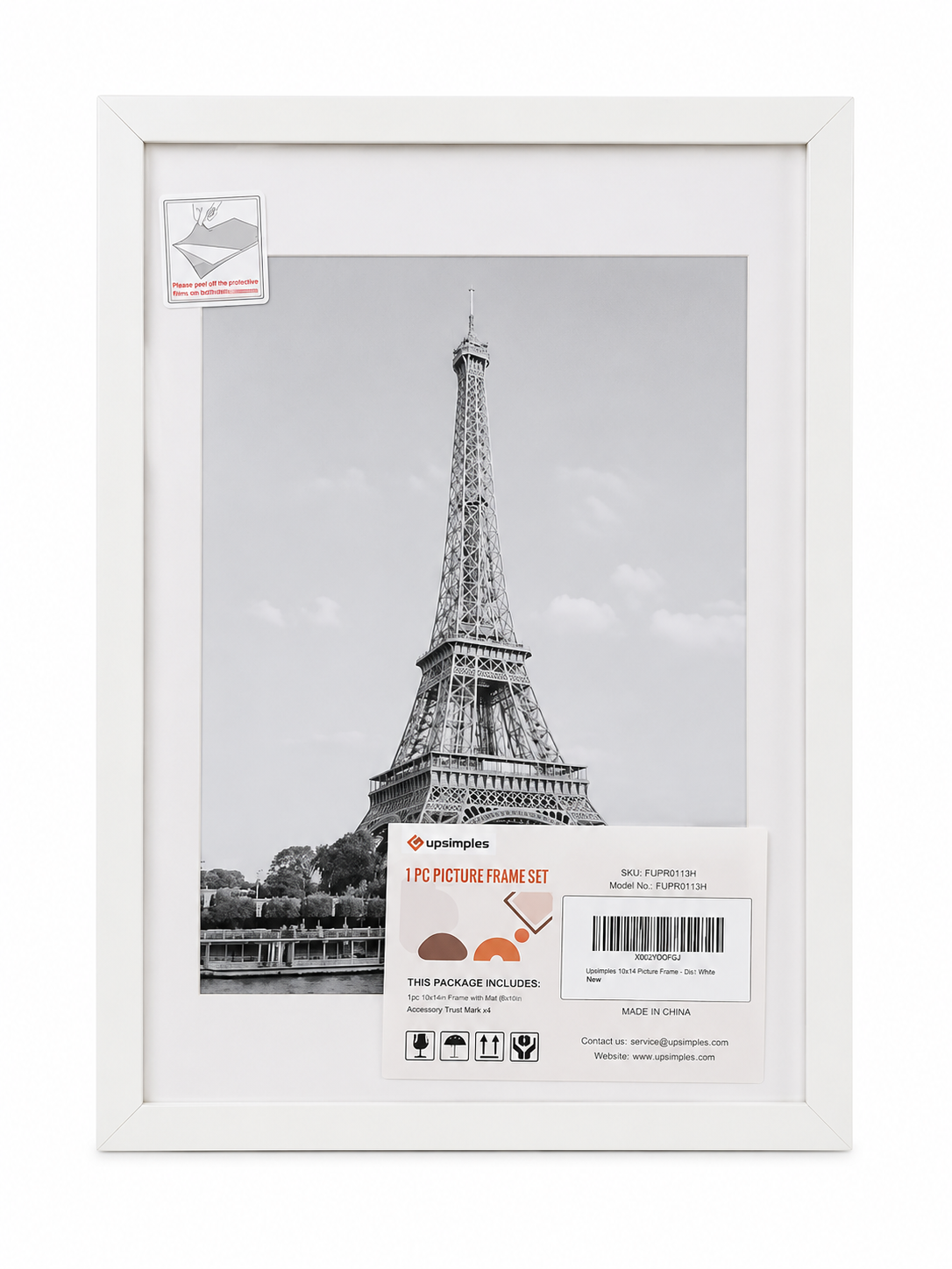 Marco para Fotos Blanco de 10 × 14 Pulgadas con Diseño Rectangular.