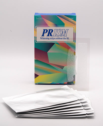 Este es un paquete de PRISM Whitening Strips , diseñado para blanquear los dientes.