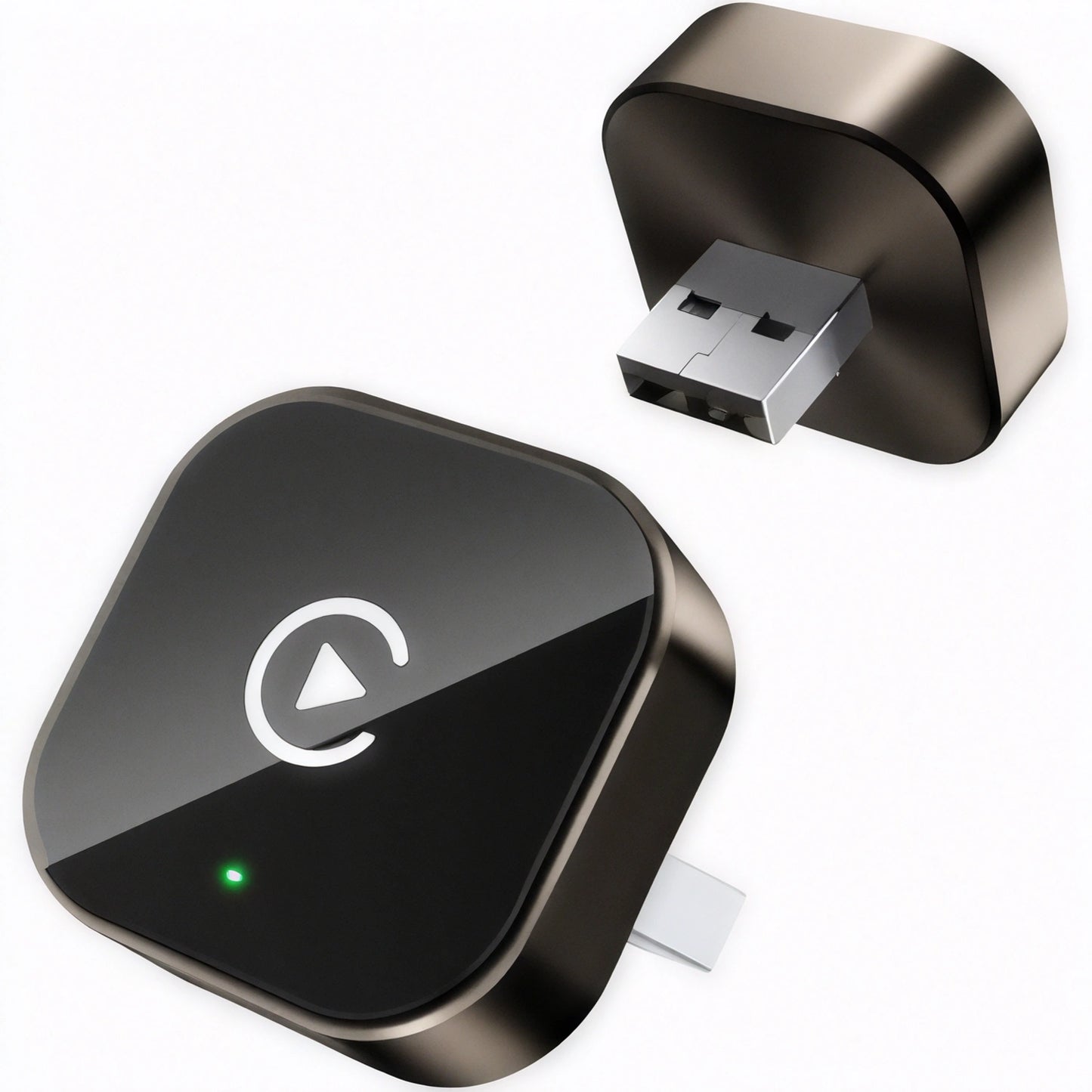 Adaptador inalámbrico para CarPlay y Android Auto. Se trata de un dongle diseñado para convertir los sistemas de infoentretenimiento de los vehículos que requieren una conexión por cable en sistemas totalmente inalámbricos.