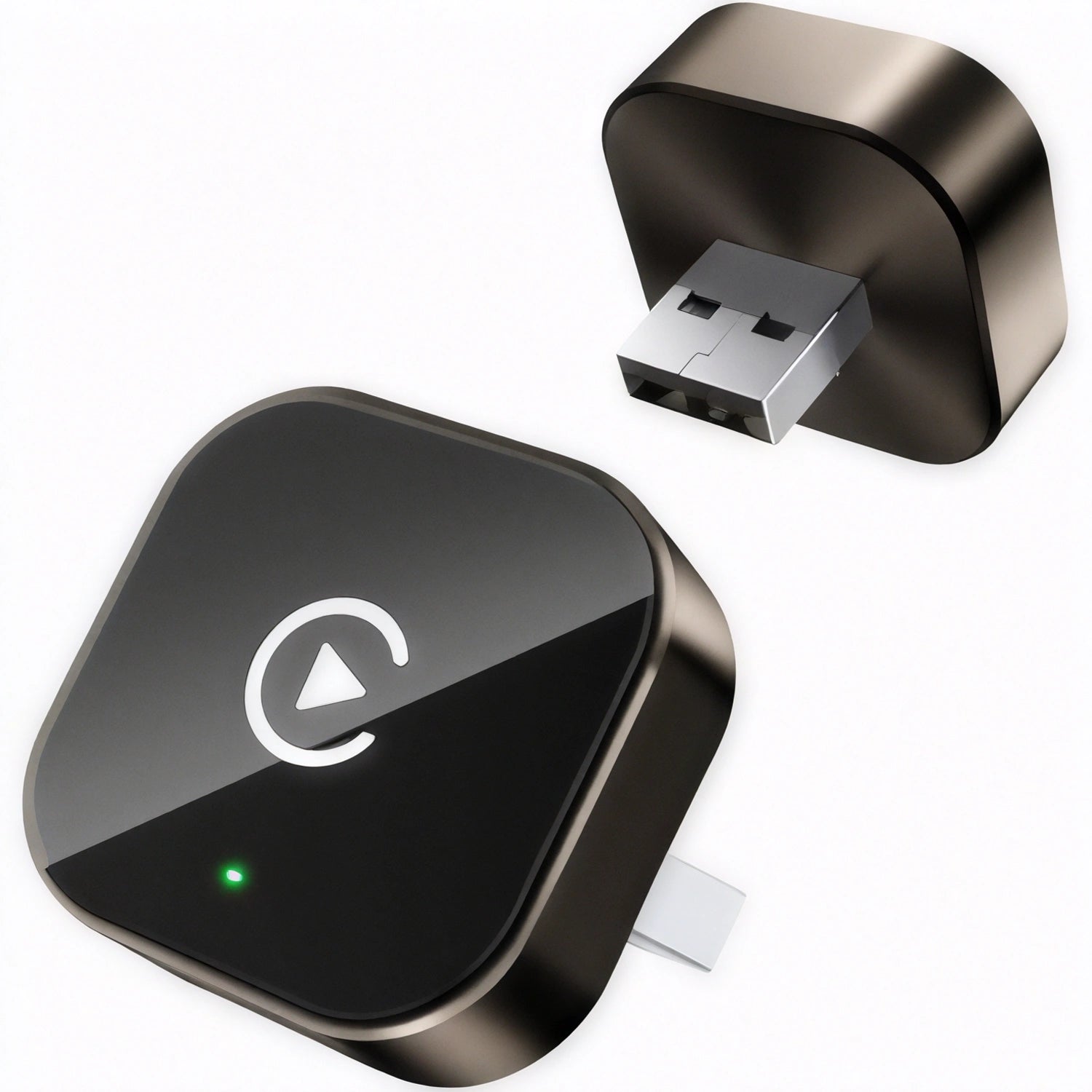 Adaptador inalámbrico para CarPlay y Android Auto. Se trata de un dongle diseñado para convertir los sistemas de infoentretenimiento de los vehículos que requieren una conexión por cable en sistemas totalmente inalámbricos.