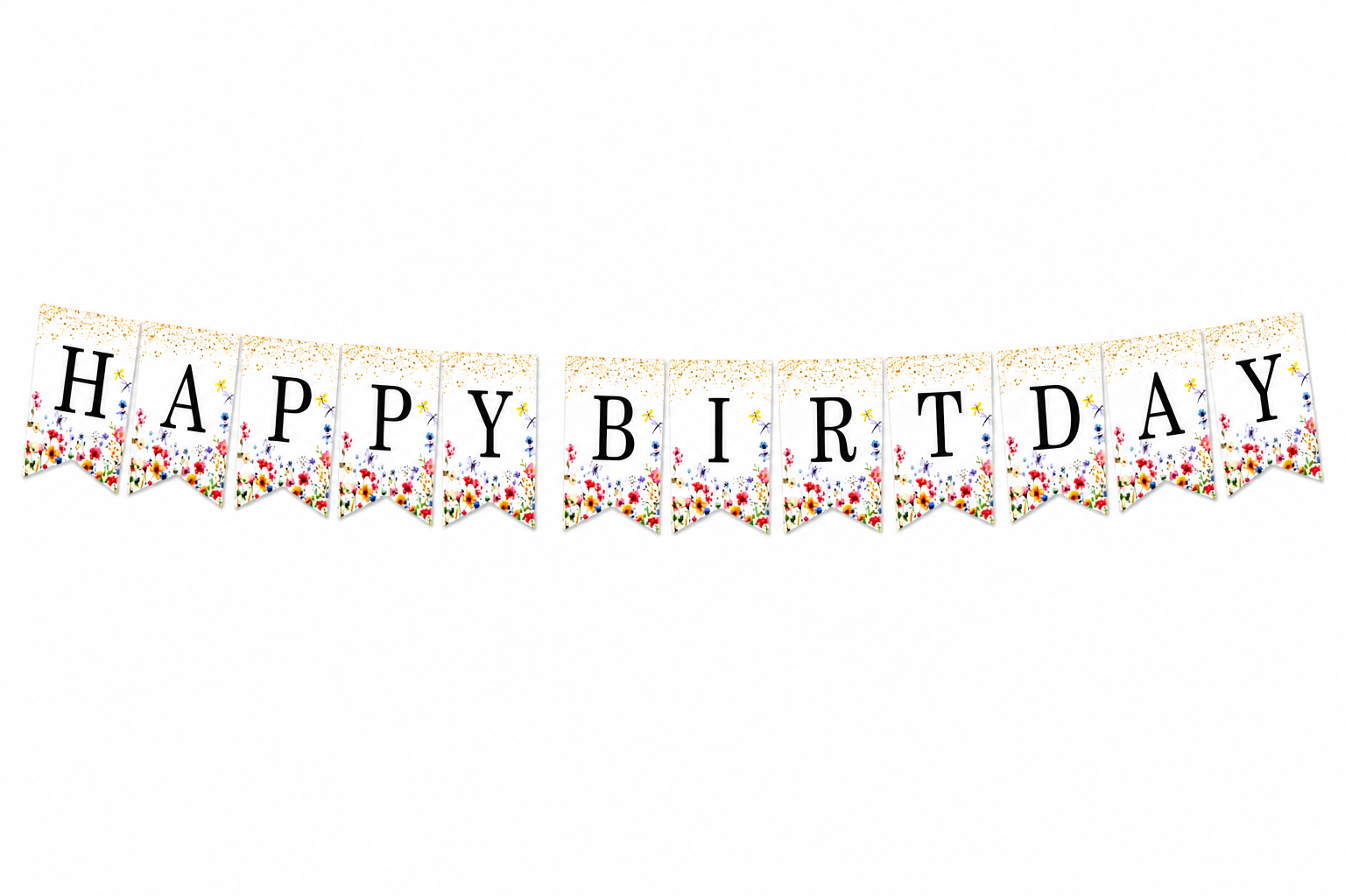 Banner Decorativo Happy Birthday con Diseño Floral.