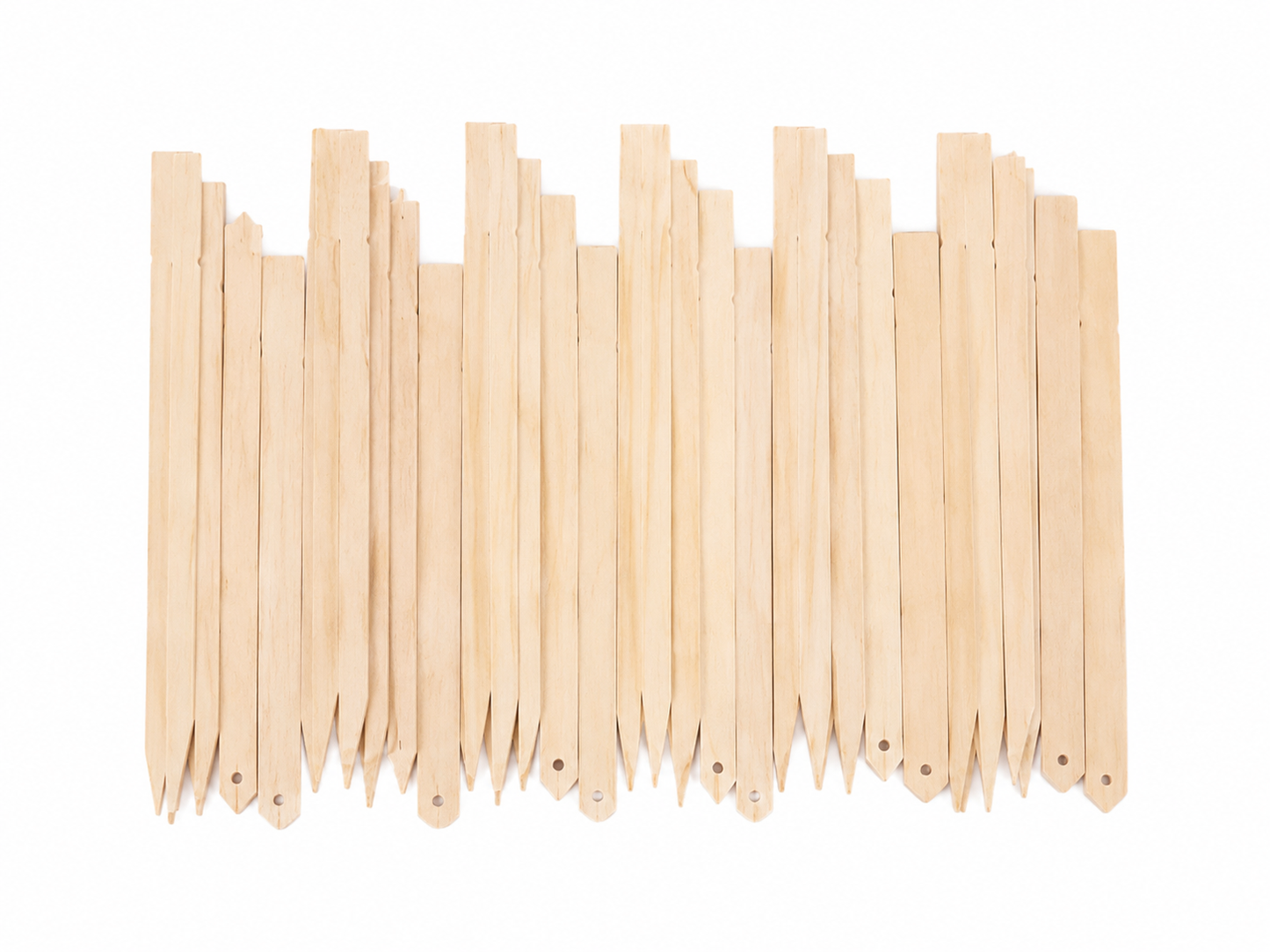 Conjunto de etiquetas de madera para identificación de plantas y jardinería.