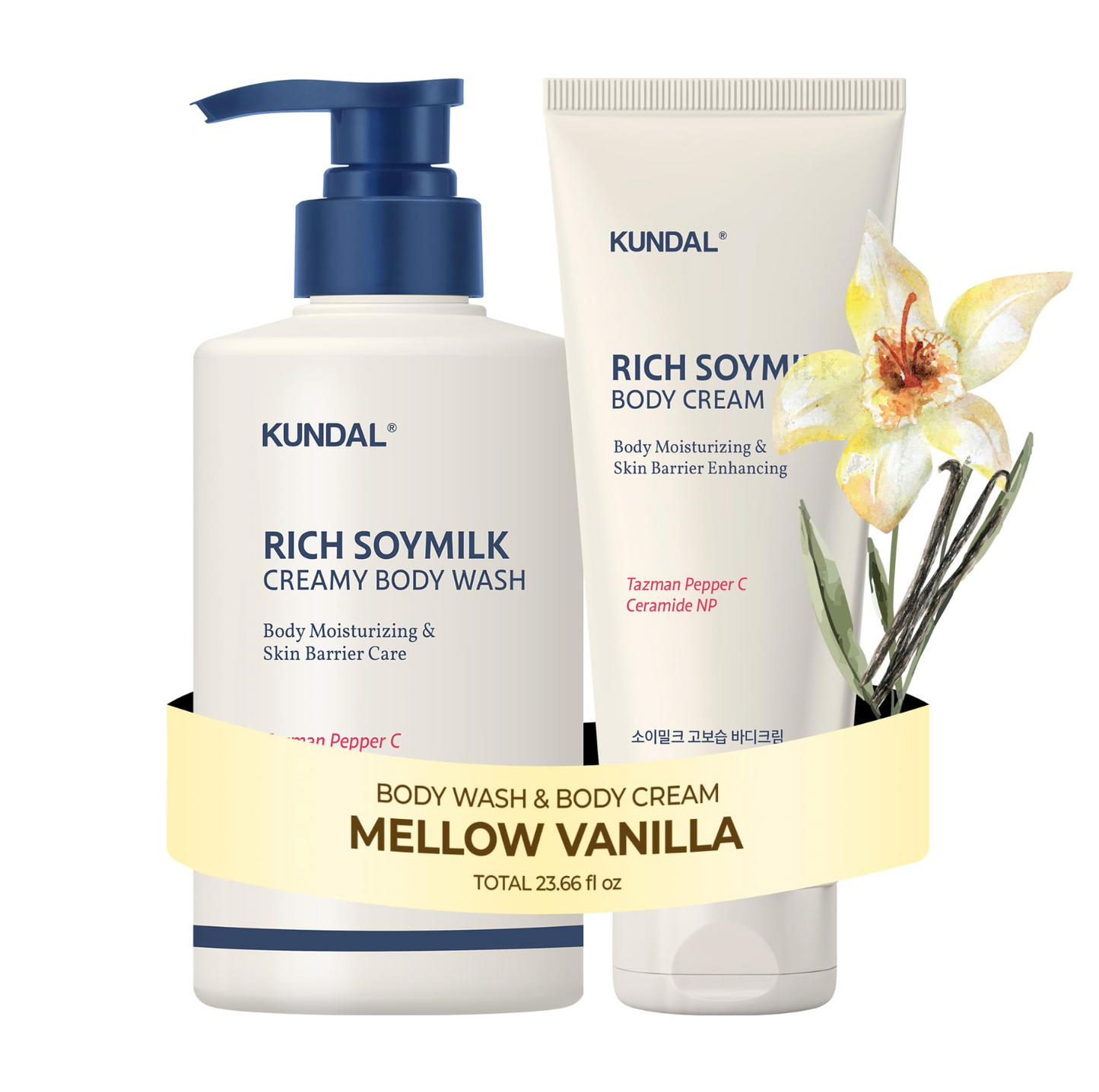 SKUNDAL Soymilk Body Wash & Body Cream Set, Moisturizing Body Care
