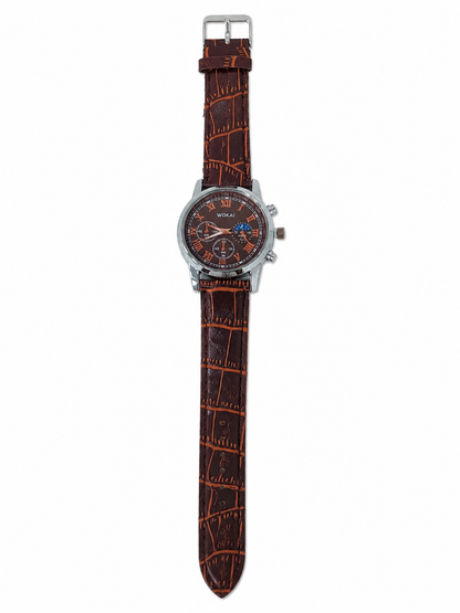 Reloj Elegante para Hombre con Correa Texturizada Marrón – Diseño Clásico y Moderno.