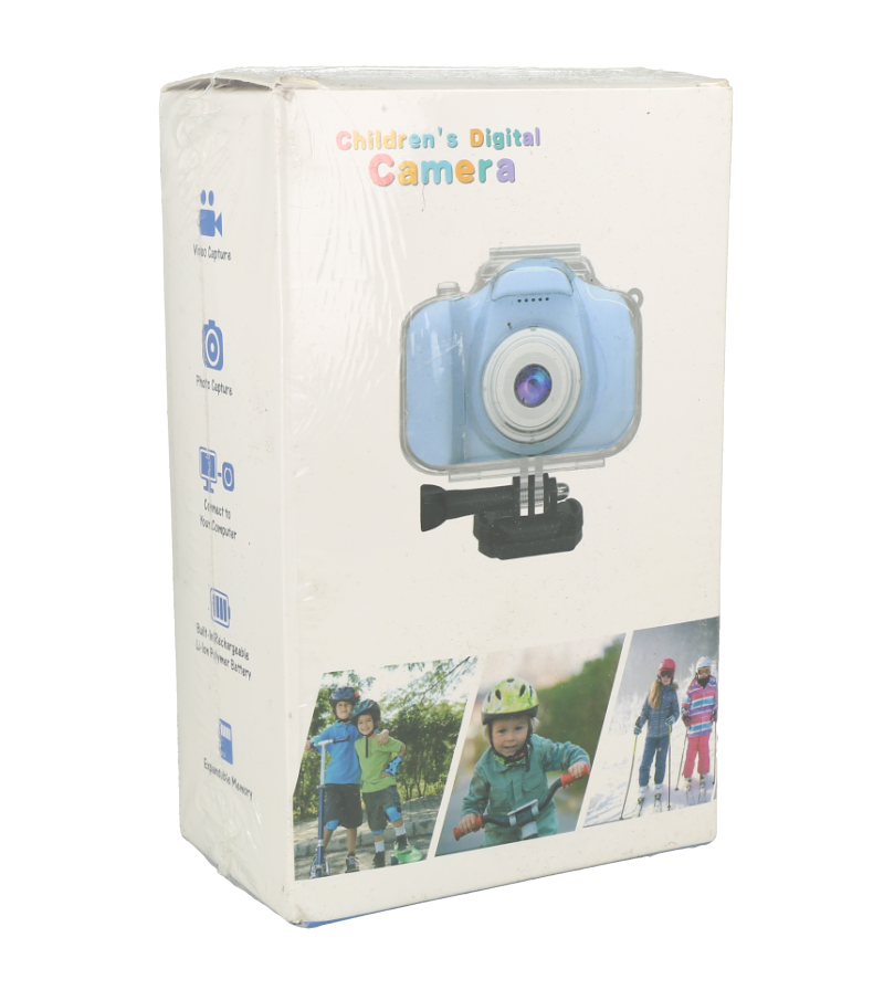 Cámara digital para niños de color azul.