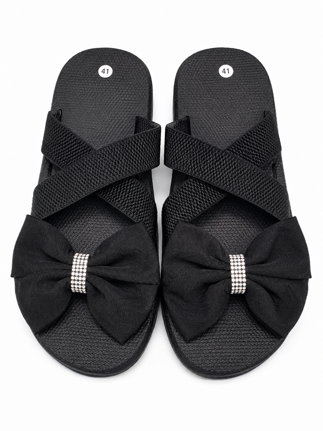 Sandalias casuales para mujer con lazo decorativo y tiras cruzadas, talla 41.