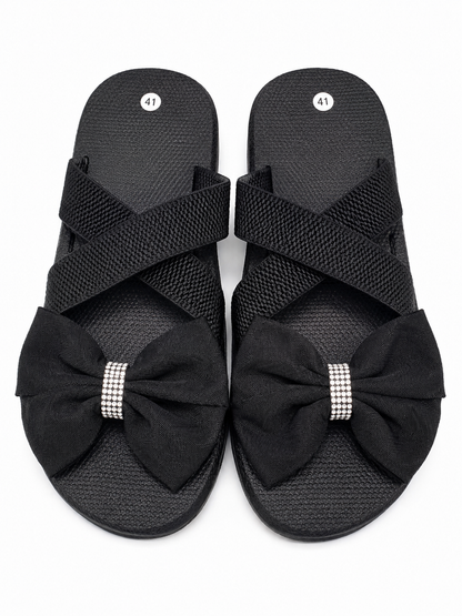 Sandalias casuales para mujer con lazo decorativo y tiras cruzadas, talla 41.