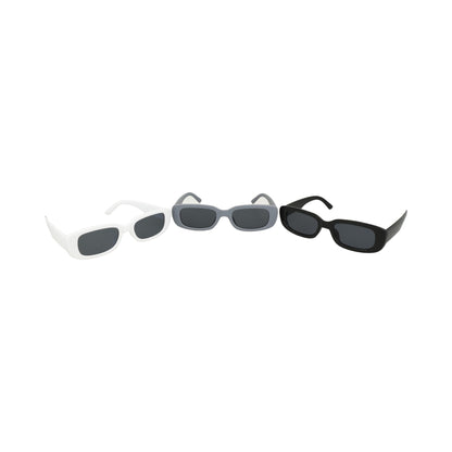 combo gafas de sol rectangulares retro para hombres y mujeres con marcos cuadrados, blanco, gris y negro
