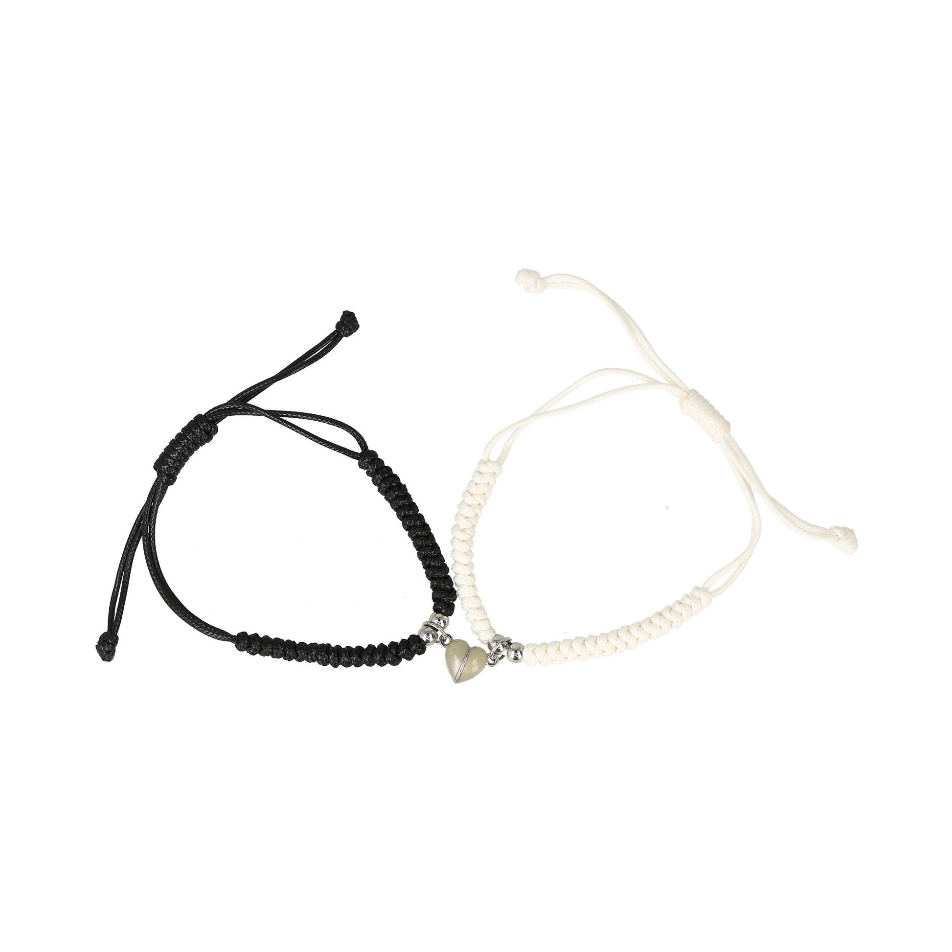 Pulseras para pareja de iman, blanco/negro.