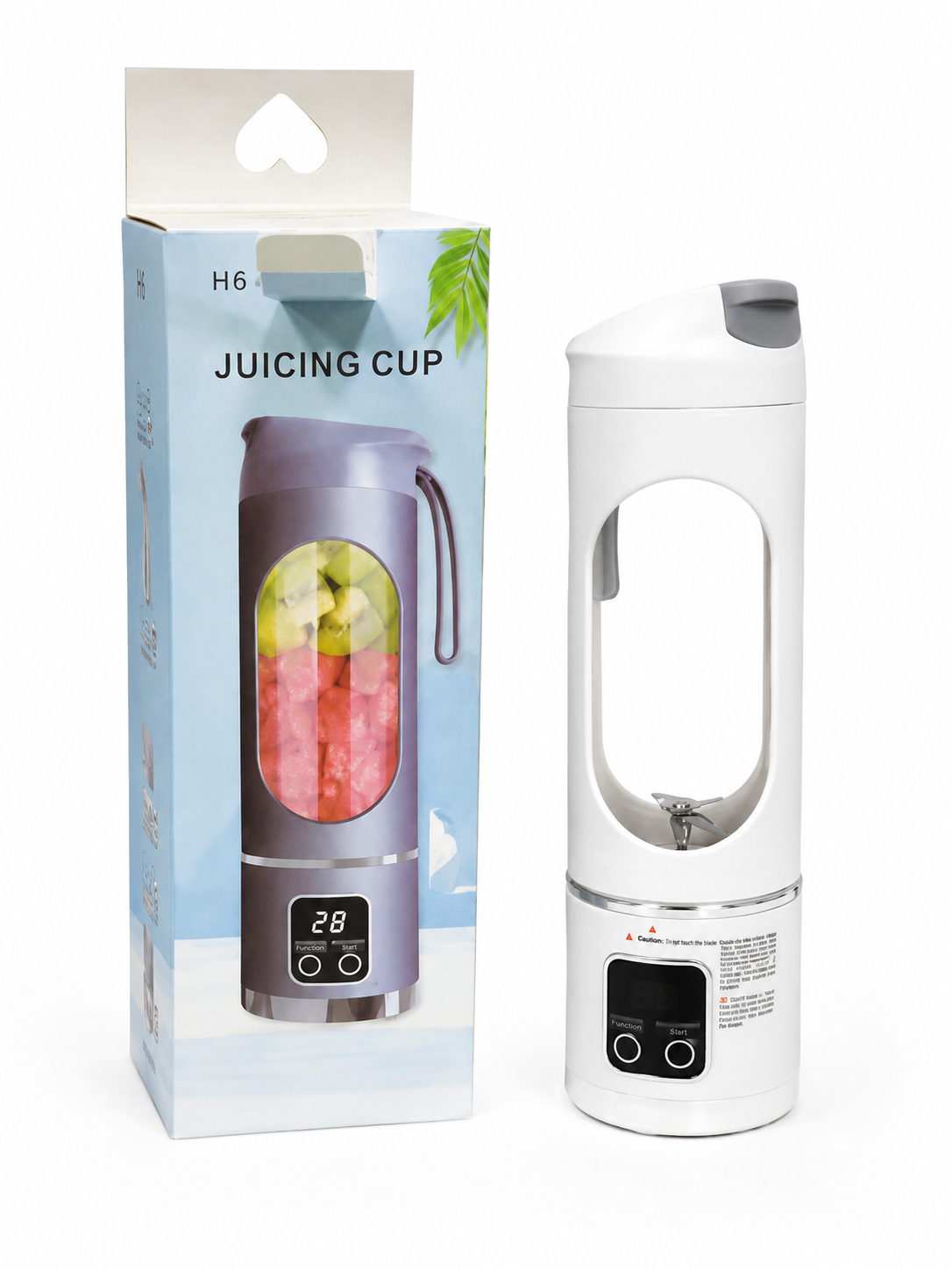 Licuadora Portátil Eléctrica con Vaso Integrado, Cuchillas y Panel de Control Digital.