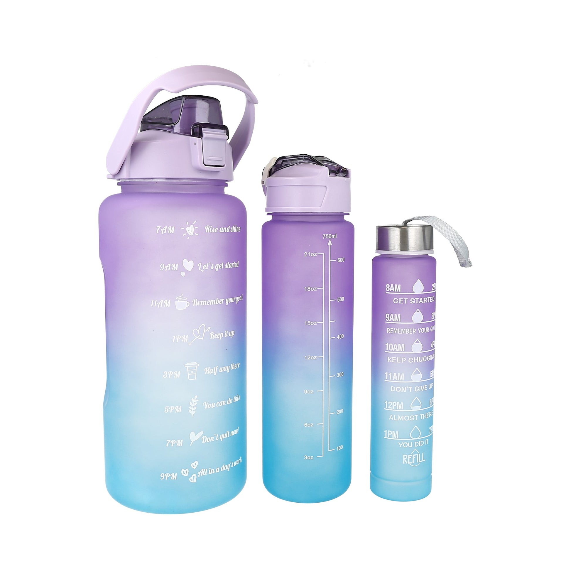 Kit de botellas grande, mediana y pequena.