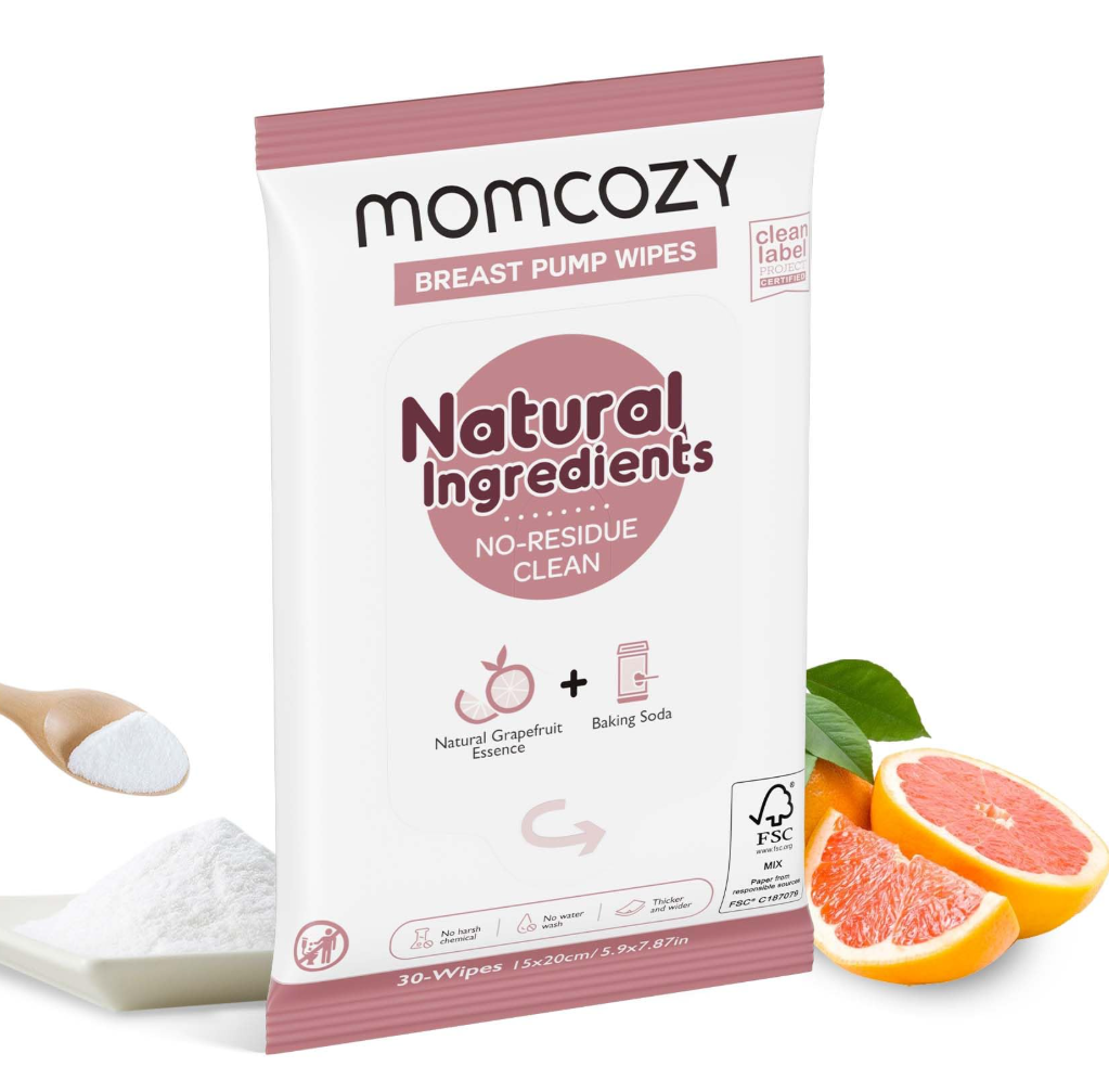 Pack de 3, toallitas naturales diseñadas específicamente para limpiar extractores de leche.