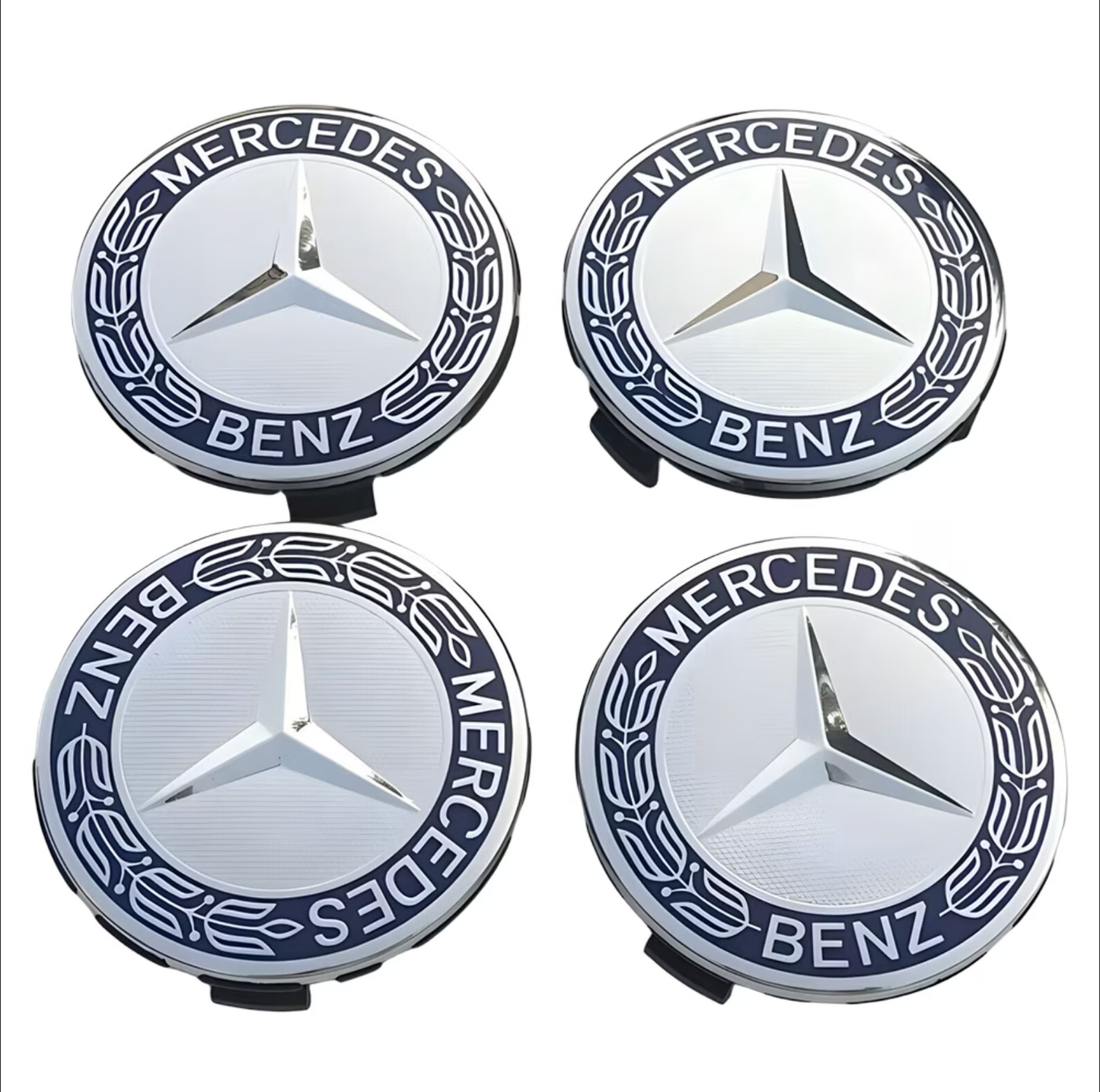 Juego de 4 tapacubos cromados de 75 mm para el centro de la rueda de Mercedes-Benz