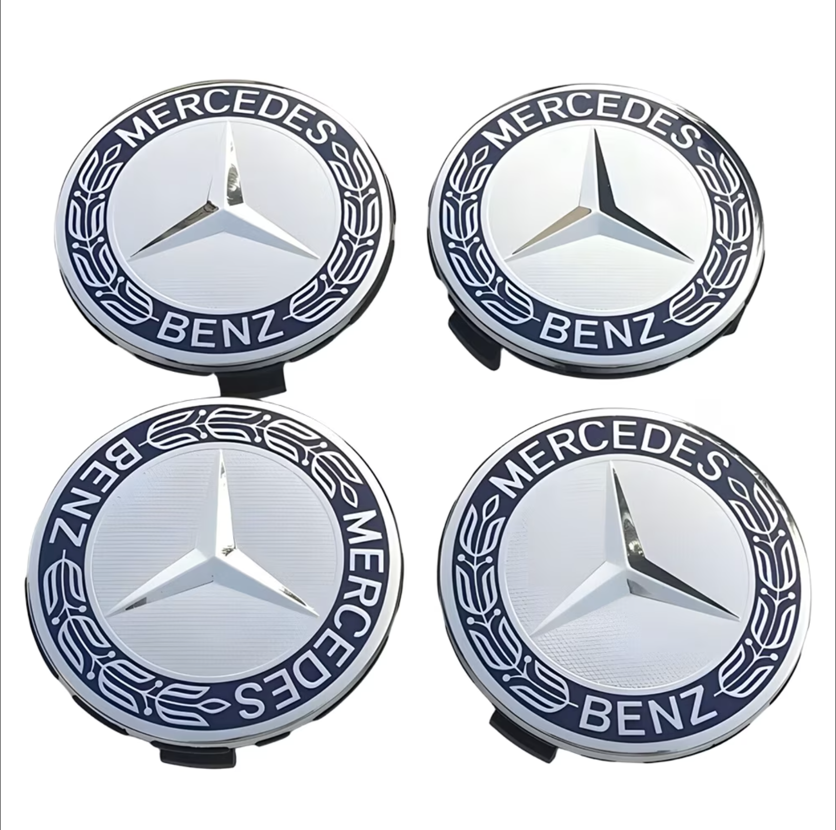Juego de 4 tapacubos cromados de 75 mm para el centro de la rueda de Mercedes-Benz