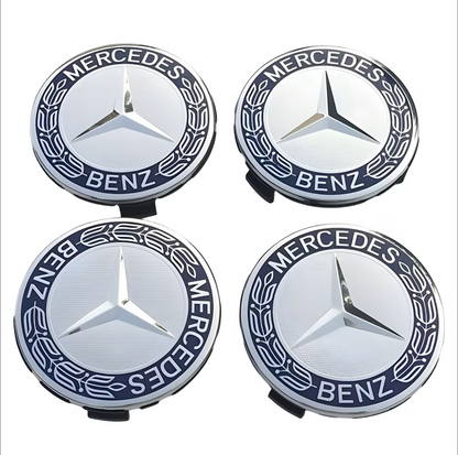 Juego de 4 tapacubos cromados de 75 mm para el centro de la rueda de Mercedes-Benz