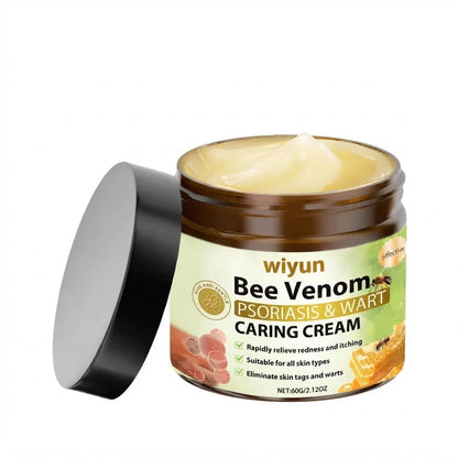 Crema de veneno de abeja para el cuidado de la psoriasis y verrugas.