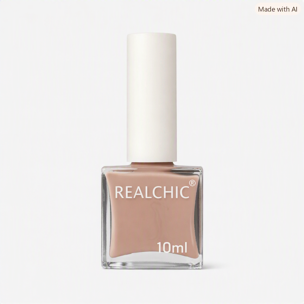 Botella de esmalte de uñas de 10 ml en un tono nude rosado.