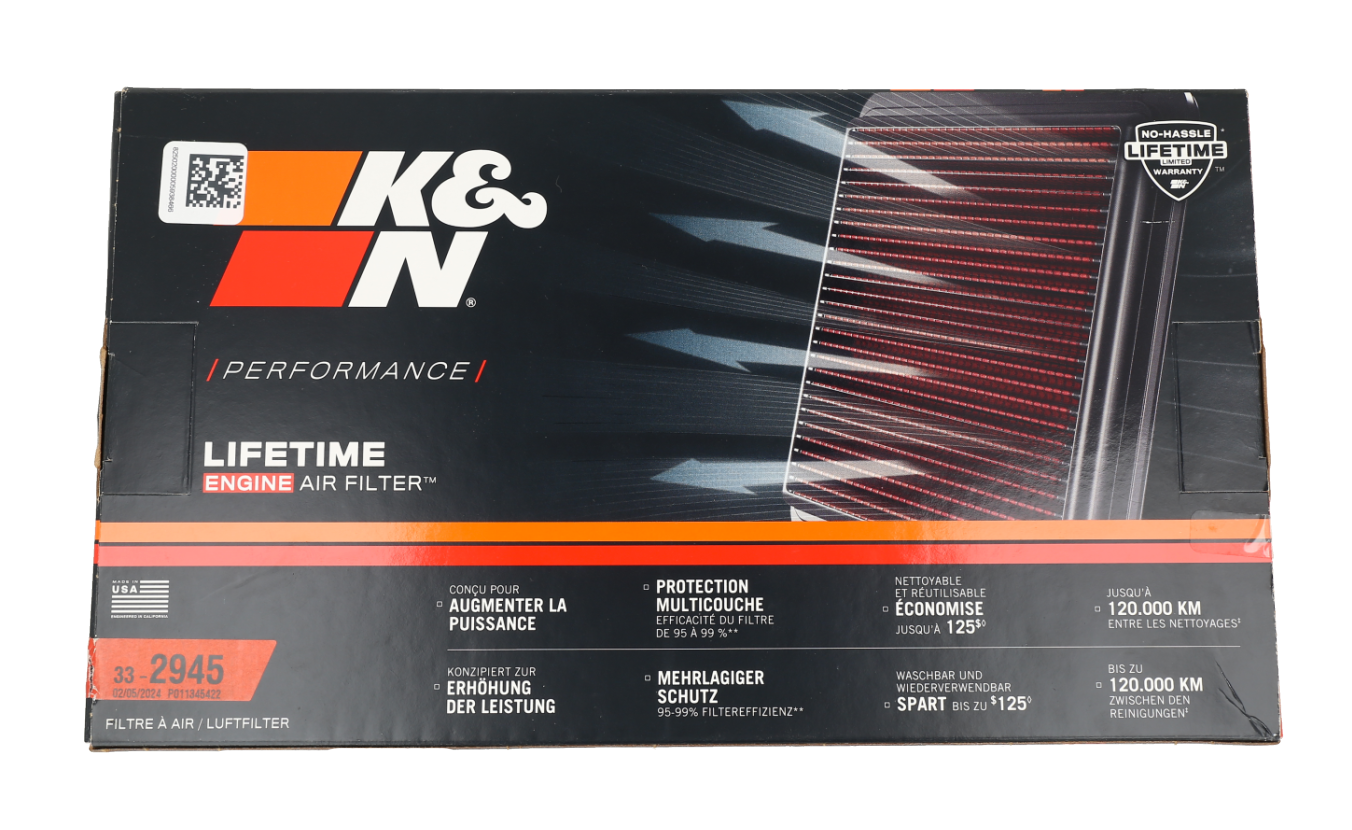 Filtro de aire de motor de rendimiento K&N lavable y reutilizable