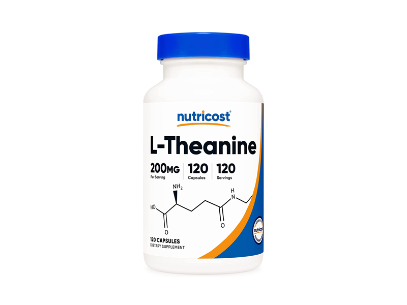 Suplemento dietario  L-Theanine L-teanina de 200 mg por porción, con 120 cápsulas.