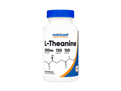 Suplemento dietario  L-Theanine L-teanina de 200 mg por porción, con 120 cápsulas.