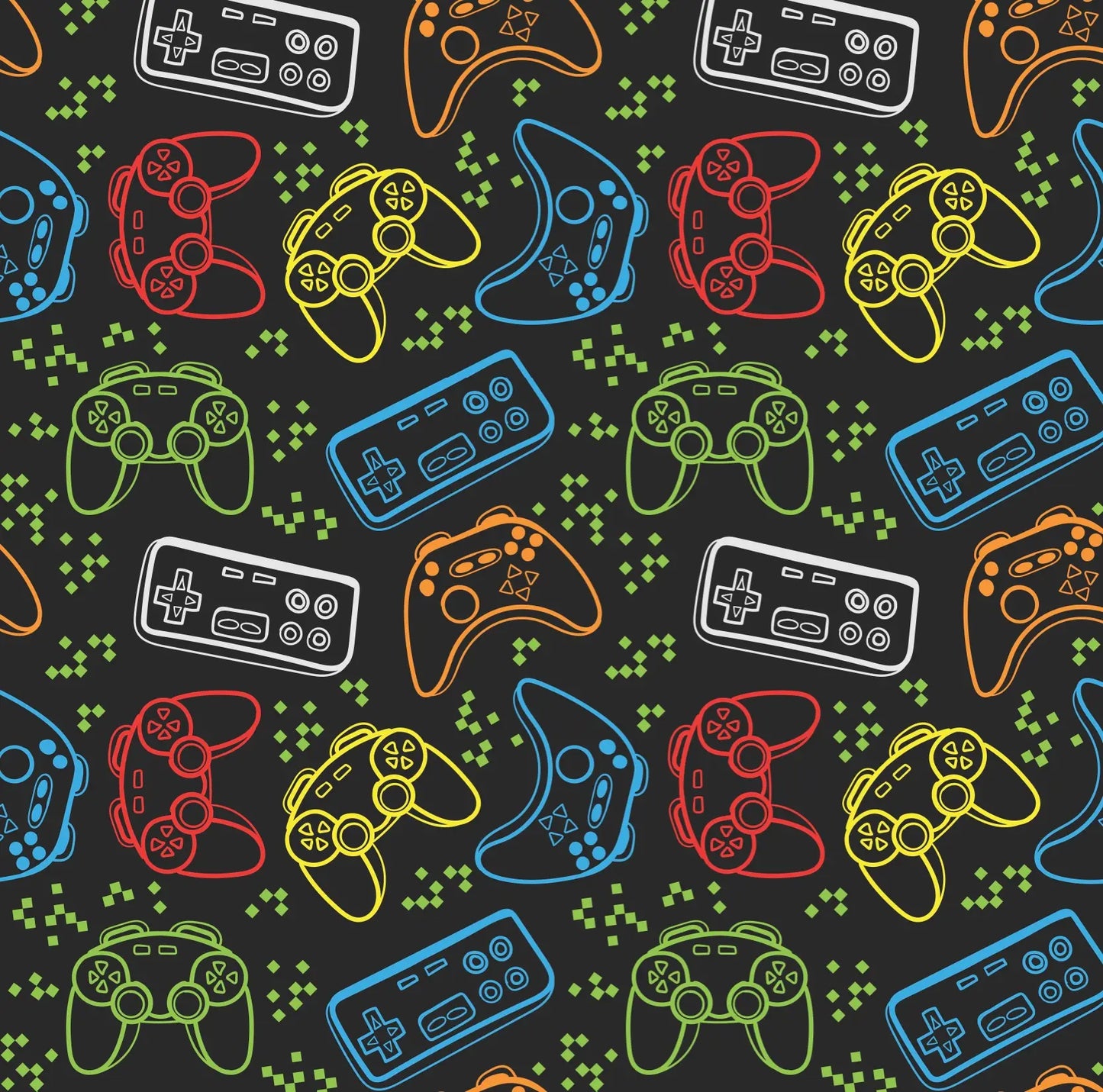 Carpeta de tres aros con diseño de controles de videojuegos estilo graffiti.