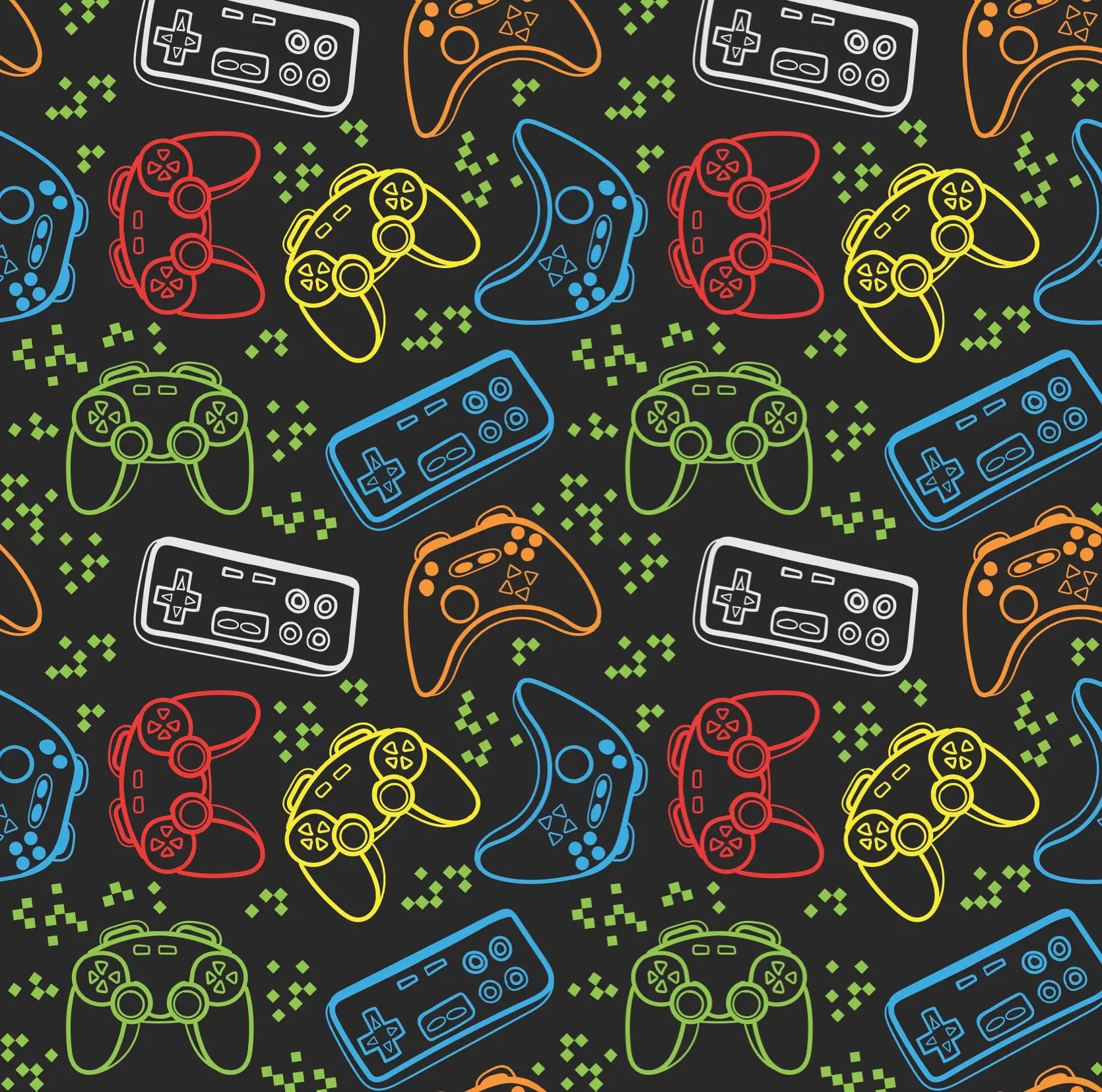 Carpeta de tres aros con diseño de controles de videojuegos estilo graffiti.