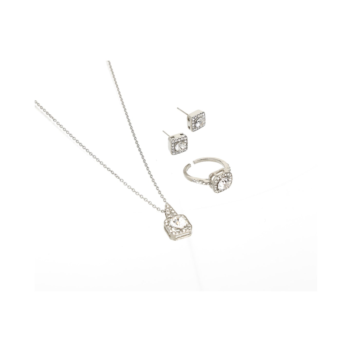 Conjunto de anillos + collar + aretes color silver