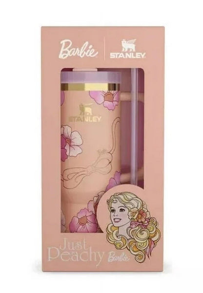 Vaso térmico con pajilla y diseño floral rosa, 40 oz.
