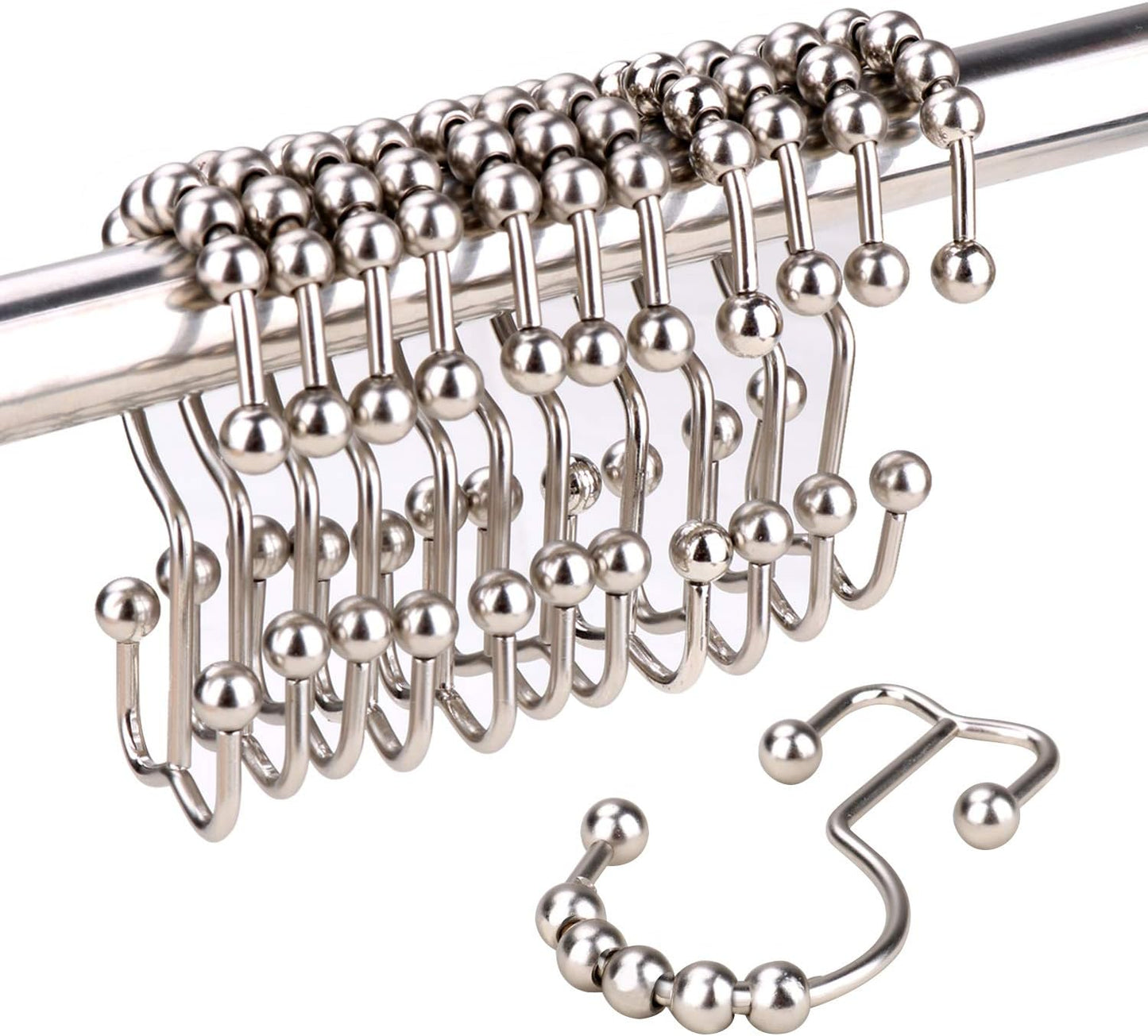 Ganchos para cortina de ducha, de metal resistentes al óxido, 12 anillos