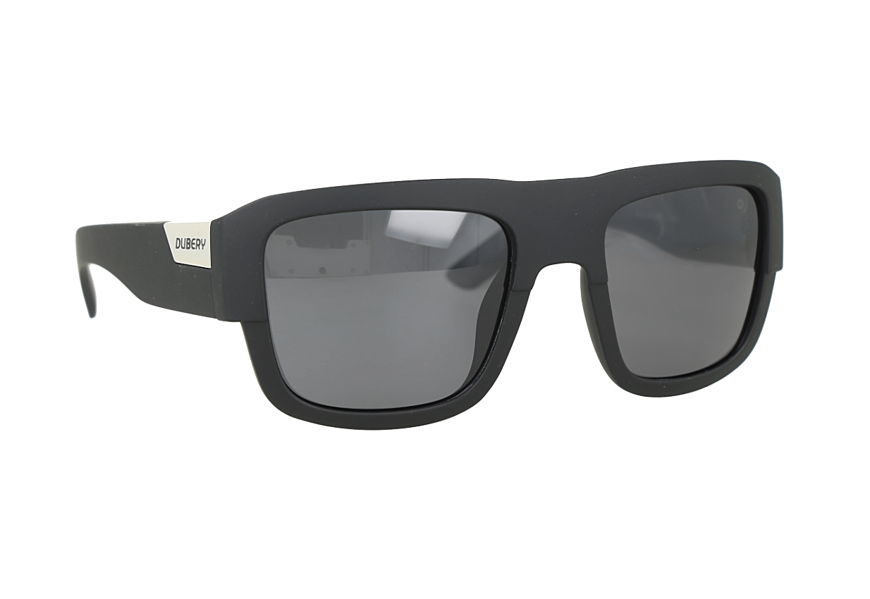 Lentes de sol rectangulares unisex en color negro mate.