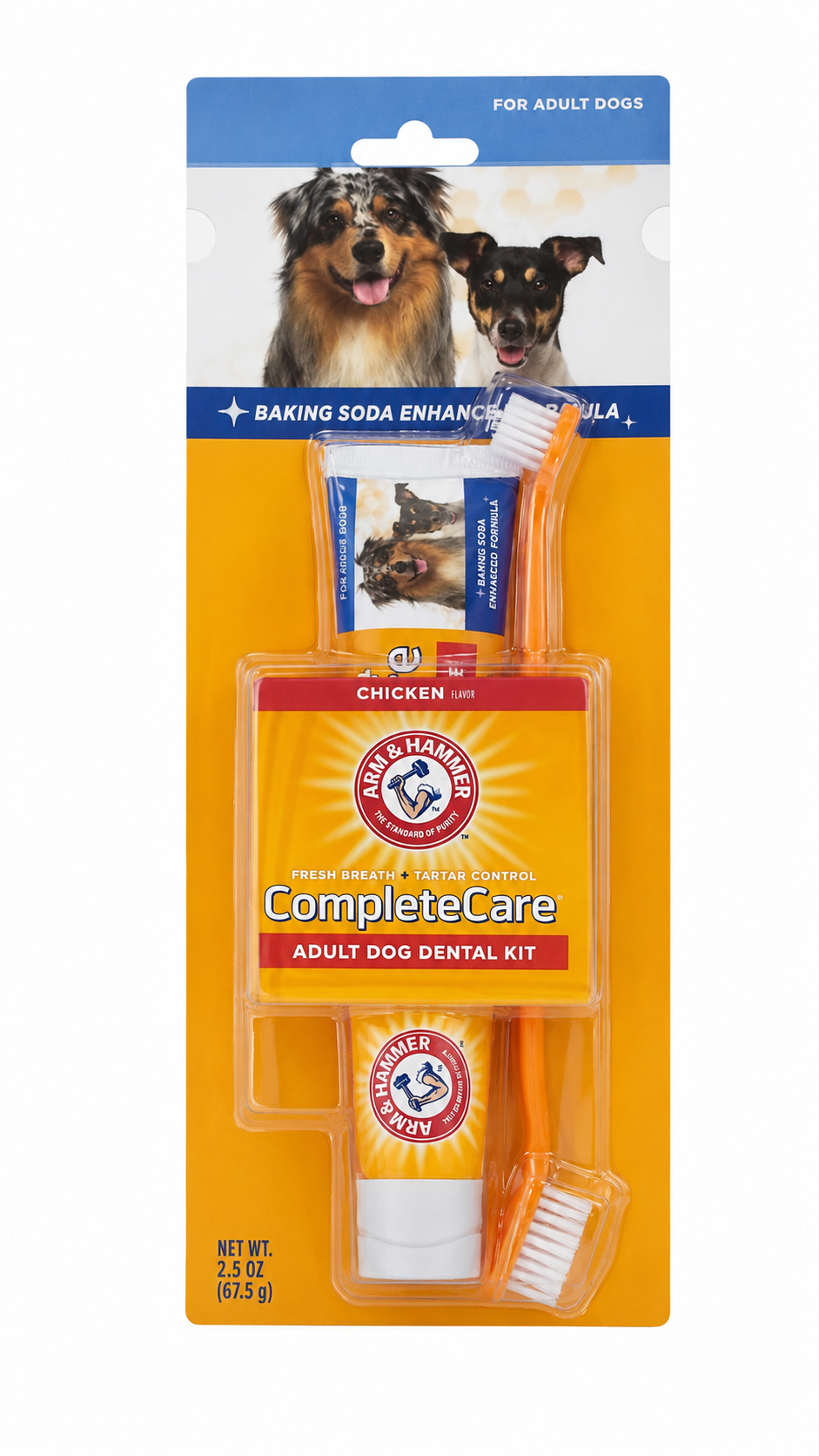 Kit de cuidado dental para perros adultos con pasta dental sabor pollo y cepillo de dientes, 2.5 oz.
