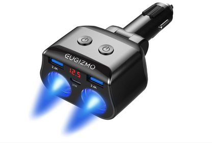 Encendedor de cigarrillos doble para automóvil, 200 W.