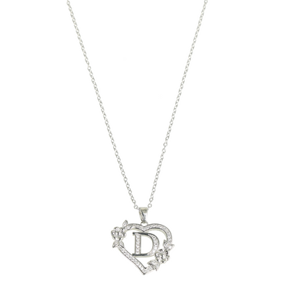 Collar de color silver con Corazon y letra D