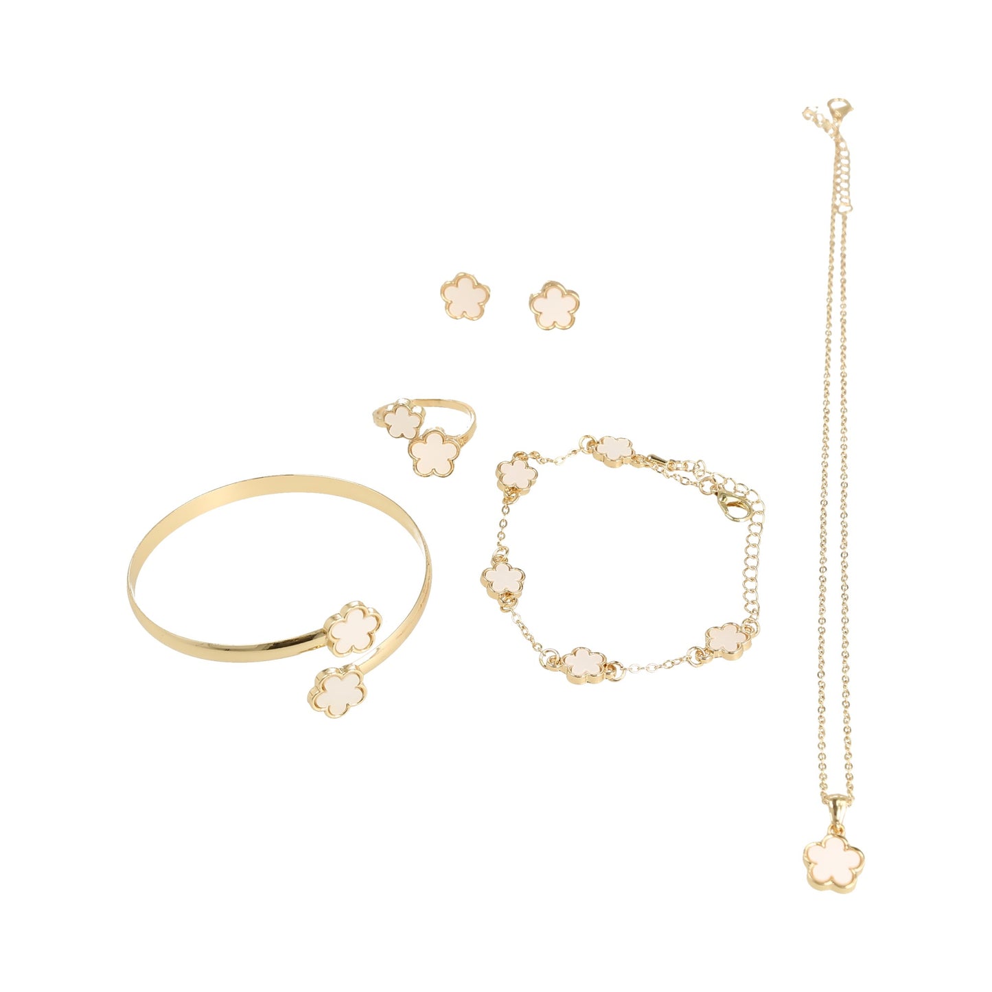 Accesorios, joyeria, anillo, collar y brazalete color dorado