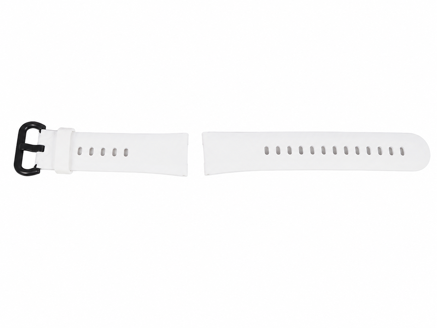 Correa de silicona para reloj inteligente color blanco con hebilla negra.