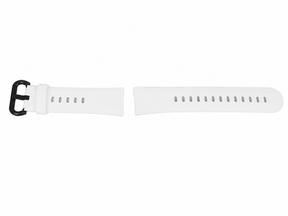Correa de silicona para reloj inteligente color blanco con hebilla negra.