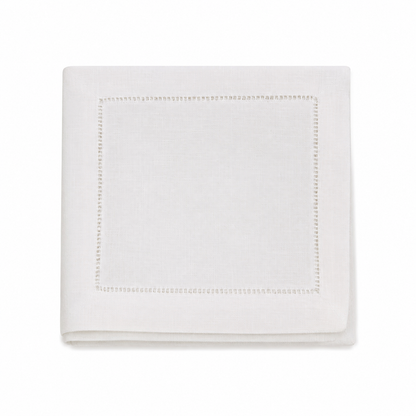 Servilleta Decorativa de Tela Blanca con Borde Calado para Mesa.
