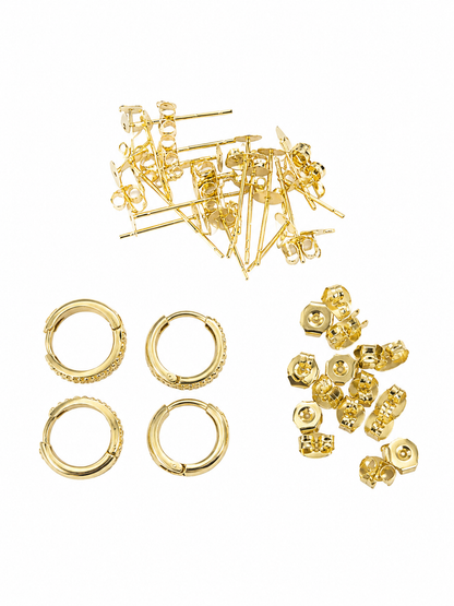Juego de Aretes y Accesorios de Repuesto en Color Dorado.