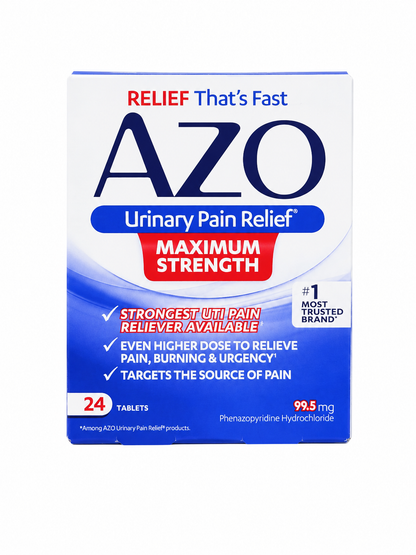 Alivio urinario de máxima potencia con fenazopiridina 99.5 mg, 24 tabletas.